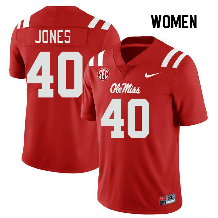 Women #40 Matt Jones Ole Miss Rebels College Football Jerseys Stitched Sale-Red